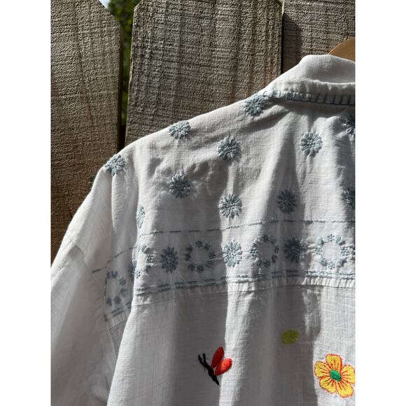 Embroidered Patchwork Floral Camp Shirt – Boho Western Vibe - Picture 11 of 16